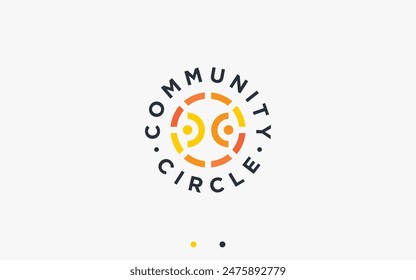 people circle logo design vector silhouette illustration