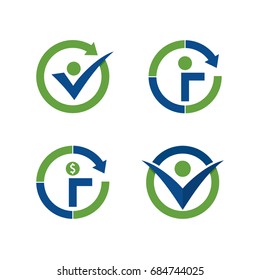 People and circle logo set template vector