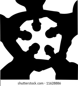 people circle silhouette vector