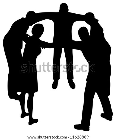 people circle silhouette vector