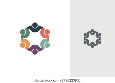 People Circle Teamwork Community Logo Design
