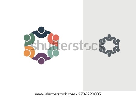 People Circle Teamwork Community Logo Design

