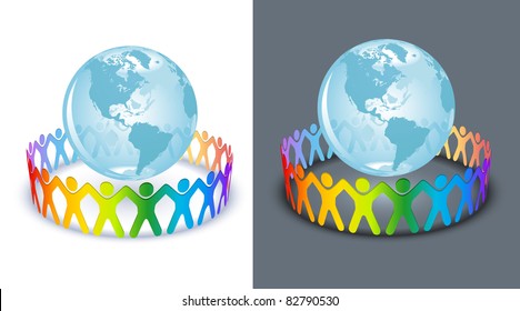 People of circle for the World. All elements are layered separately in vector file.