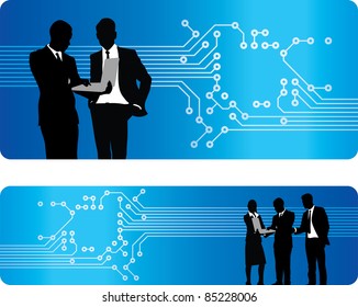 people circuit board banner background