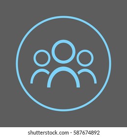 People circular line icon. Group Round colorful sign. Team flat style vector symbol