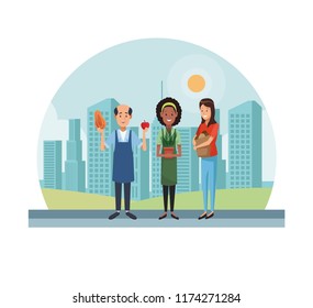People at city