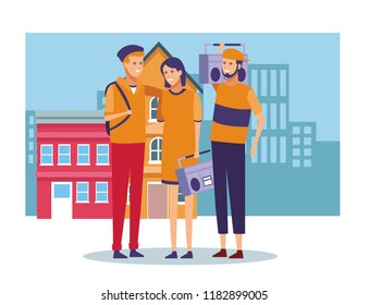 People and city