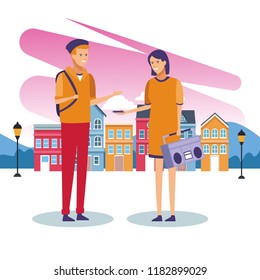 People and city