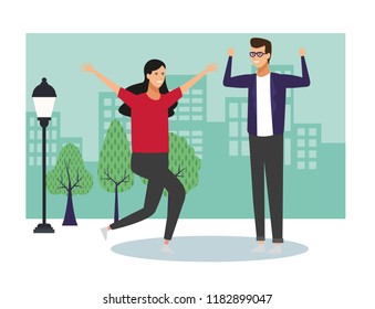 People and city