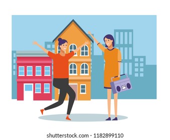 People and city