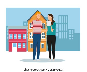 People and city