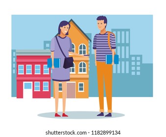People and city