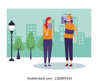 People and city