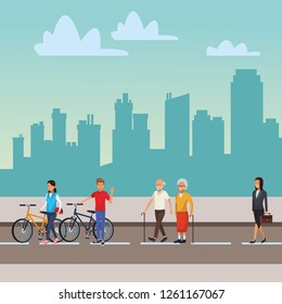 people in the city