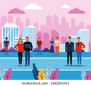 People in the city park