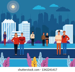 People in the city park