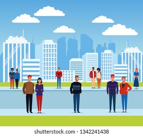 People in the city park