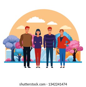 People in the city park