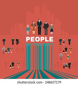People in the city. Vector concept. Could be used in logotypes, signs,  infographic, templates, presentations and posters.