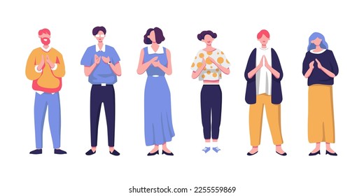 People clapping with hands, applauding set. flat style illustration design