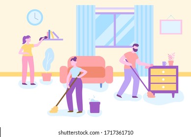 Hotel Staff Colorful Background Maid Room Stock Vector (Royalty Free ...