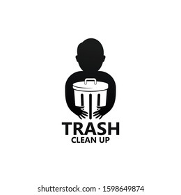 People Clean Up Trash Logo Template Design