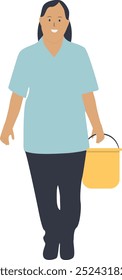 People Cleaning House Character Isolated on White Background, Flat Vector Illustration.