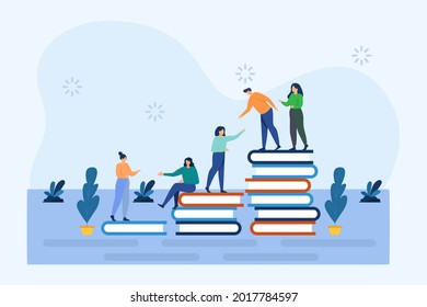 People climb books. Business success level of education.