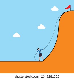 People climb the mountain. Success, business, career, teamwork, leadership