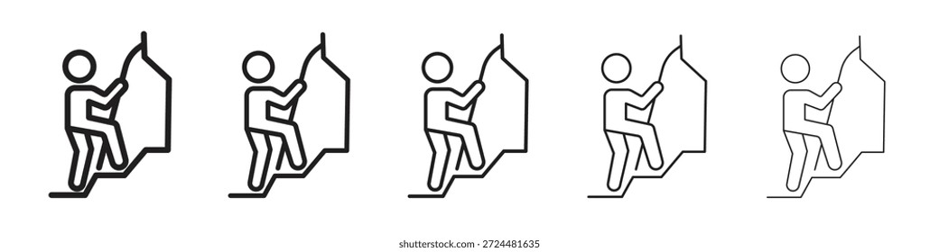 Menschen Klettern Symbol-Design in dünnen bearbeitbaren Strich-Stil für grafische Arbeit