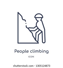 people climbing icon from recreational games outline collection. Thin line people climbing icon isolated on white background.