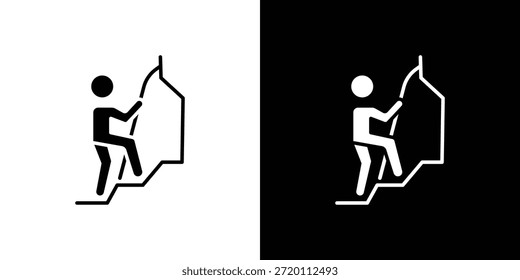 People Climbing icon simple flat graphic illustrations. Black and white silhouette vector