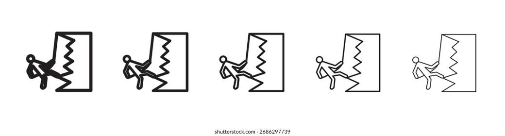Pessoas ícone Escalada simples conjunto de vetores. Ilustração gráfica