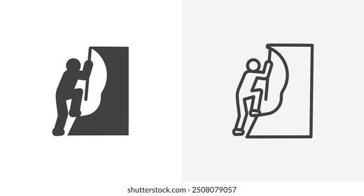 People Climbing icon in solid and outlined style
