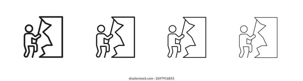 People Climbing icon. Thin, Light Regular And Bold style design isolated on white background