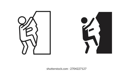 Personas Icono de escalada en trazo delgado y estilo plano.