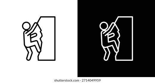 Personas Icono de escalada en trazo delgado y estilo plano.