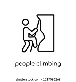 People Climbing icon icon. Trendy modern flat linear vector People Climbing icon on white background from thin line Recreational games collection, editable outline stroke vector illustration