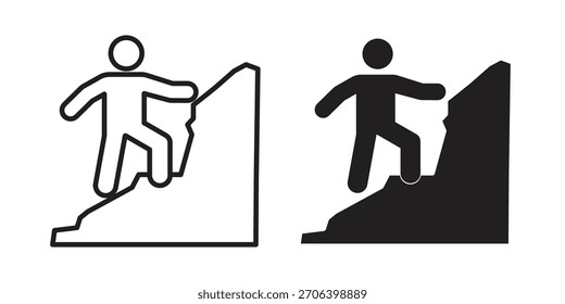 Personas Ilustración vectorial de ícono de escalada. Diseño plano. Símbolos de Vector de Diseño gráfico.