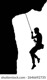 People Climbing Silhouette. Isolated on White Background