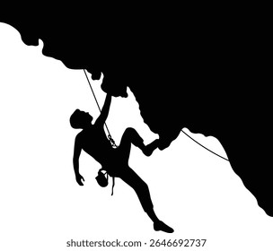 People Climbing Silhouette. Isolated on White Background