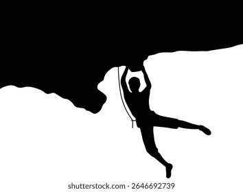 People Climbing Silhouette. Isolated on White Background