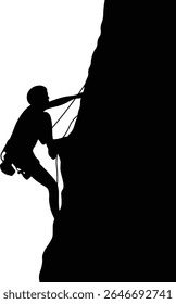 People Climbing Silhouette. Isolated on White Background