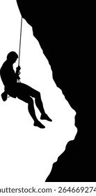People Climbing Silhouette. Isolated on White Background