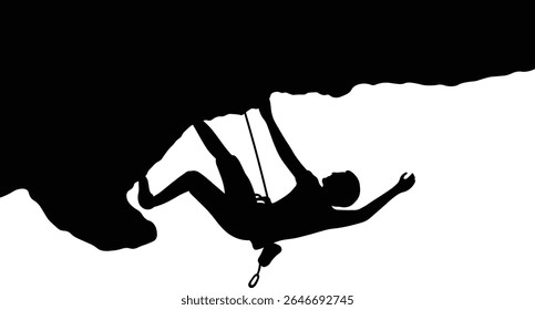 People Climbing Silhouette. Isolated on White Background