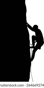 People Climbing Silhouette. Isolated on White Background