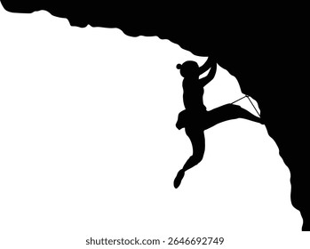 People Climbing Silhouette. Isolated on White Background