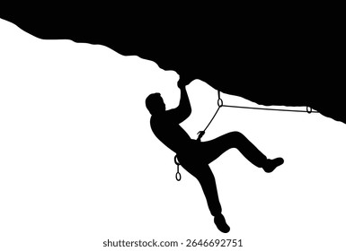 People Climbing Silhouette. Isolated on White Background