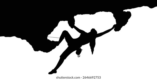 People Climbing Silhouette. Isolated on White Background
