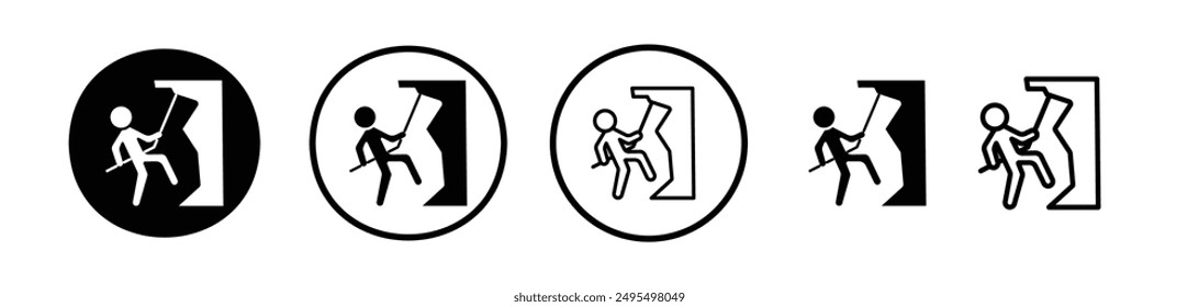 People Climbing vector icon set in black and white color.